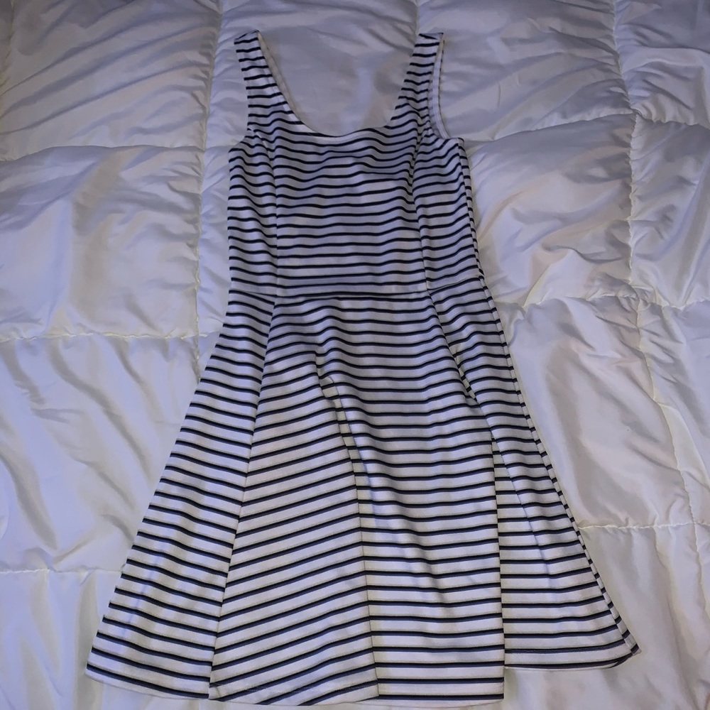 black and white striped dress